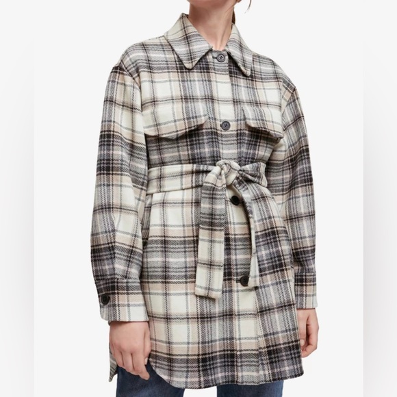 🔥❤️🔥MAJE Gavinima check-print Plaid Wool Blend Shirt Jacket size S🔥❤️🔥 - Picture 4 of 14